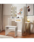 Фото #4 товара Vanity Desk with LED Mirror, Drawer, Stool, Storage