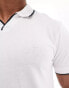 French Connection trophy tipped neck polo in white