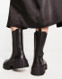 Фото #4 товара New Look chunky calf flat boots with extreme cleated sole in black