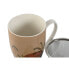 Cup with Tea Filter Home ESPRIT Blue Beige Terracotta Stainless steel Porcelain 380 ml (2 Units)