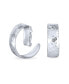 Фото #1 товара Matte Textured Large Wide Clip On Hammered Hoop Earrings For Women Sterling Silver Clip Non Pierced Ears