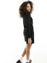 Фото #7 товара New Look collared long sleeve mini dress with pearl detail in black