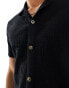 ONLY & SONS revere collar open knit shirt in black