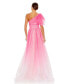 ფოტო #2 პროდუქტის Women's Glitter Ombre Ruffled One Shoulder Ball gown