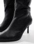 Public Desire Amped Wide Fit kitten heel straight leg pointed knee boots in black