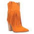 Фото #3 товара Dingo Crazy Train Fringe Embroidery Pointed Toe Cowboy Booties Womens Orange Cas