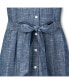 Фото #10 товара Women's Short Sleeve Button Front Chambray Dress with Waist Sash