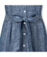 Women's Short Sleeve Button Front Chambray Dress with Waist Sash