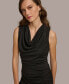 ფოტო #5 პროდუქტის Donna Karan Women's Cowl-Neck Ruched Midi Dress