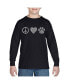 Big Boy's Word Art Long Sleeve T-shirt - Peace Love Cats