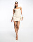 Фото #4 товара ASOS DESIGN croc leather look mini slip dress in cream