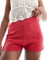 Фото #1 товара SNDYS embossed knitted shorts in red