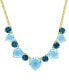 Фото #1 товара Sky & London Blue Topaz Heart & Round 17" Collar Necklace (45-3/4 ct. t.w.) in Yellow-Plated Sterling Silver