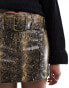 Mango snake print faux leather skirt in brown