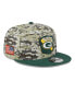 Фото #1 товара Men's Camo, Green Green Bay Packers 2023 Salute To Service 9FIFTY Snapback Hat