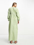 ASOS DESIGN clean shirred batwing maxi dress in sage