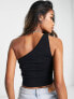 ONLY exclusive one shoulder crop top in black