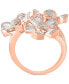 ფოტო #3 პროდუქტის EFFY® Diamond Round & Baguette Triple Flower Statement Ring (1-3/8 ct. t.w.) in 14k Rose Gold