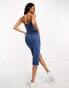 Фото #4 товара In The Style bandeau front split midi dress in indigo wash