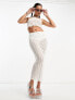 Фото #3 товара COLLUSION low rise knitted beach maxi skirt in white