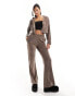 Фото #3 товара Kaiia studio towelling zip through cropped hoodie co-ord in brown