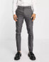 Фото #1 товара ASOS DESIGN wedding skinny wool mix suit trousers in charcoal herringbone