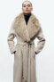 Zw collection faux fur collar coat