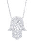 ფოტო #1 პროდუქტის Cubic Zirconia Hamsa Hand Necklace in Fine Silver Plate