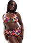 ASOS DESIGN Curve high apex bikini top in multi abstract print