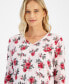 Women's Poinsettia-Print Long-Sleeve Sleep Shirt, Created for Macy's