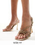 Фото #1 товара SEQWL Wide Fit clear embellished strap heeled sandals in gold