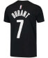 Big Boys Kevin Durant Black Brooklyn Nets Logo Name Number Performance T-shirt