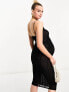 Naked Wardrobe Maternity sheer mesh seam detail midi dress in black