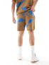 ASOS DESIGN co-ord knitted shorts in brown tie dye pattern