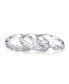 ფოტო #2 პროდუქტის 3 Set Geometric Cubic Zirconia Baguette Marquise Round CZ Stackable Band Ring Set For Women .925 Sterling Silver