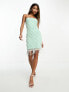 Фото #5 товара Starlet bandeau mini dress with grid embellishment and beaded fringe in mint