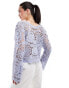 Фото #4 товара Object cropped bell sleeve crochet top in pale blue