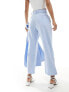 ASOS DESIGN tailored belted trouser with linen in light blue