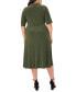 ფოტო #2 პროდუქტის Plus Size Collared Tie-Waist Short-Sleeve Midi Dress