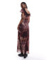 Reclaimed Vintage lace trim midi dress in animal print