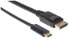 Manhattan USB-C to DisplayPort Cable - 4K@60Hz - 1m - Male to Male - Black - Equivalent to CDP2DP1MBD - Three Year Warranty - Polybag - 1 m - USB Type-C - DisplayPort - Male - Male - Straight