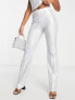 Фото #3 товара Pieces Premium exclusive holographic flared trousers co-ord in silver
