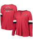 ფოტო #3 პროდუქტის Women's Cardinal Arizona Cardinals Plus Size Athletic Varsity Lace-Up V-Neck Long Sleeve T-shirt
