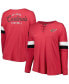 Women's Cardinal Arizona Cardinals Plus Size Athletic Varsity Lace-Up V-Neck Long Sleeve T-shirt