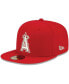 ფოტო #1 პროდუქტის Men's Red Los Angeles Angels Logo White 59FIFTY Fitted Hat