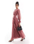 Фото #1 товара ASOS DESIGN high neck ruched belt detail maxi dress in dusky pink