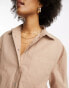 ASOS DESIGN Tall boxy shirt with linen in taupe co-ord