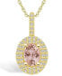 Фото #1 товара Morganite (1-1/7 Ct. T.W.) and Diamond (1/2 Ct. T.W.) Halo Pendant Necklace in 14K Yellow Gold