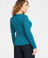 ფოტო #2 პროდუქტის Women's Metallic Stripe Scoop-Neck T-Shirt, Created for Macy's