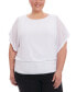 Фото #1 товара Plus Size Mixed Media Dolman Sleeve Top